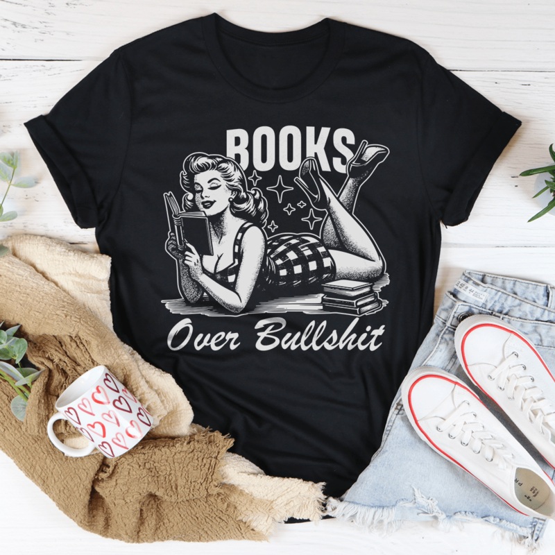 Books Over Bullshit Tee Black Heather S