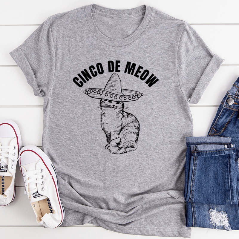 Cinco De Meow Tee Athletic Heather S