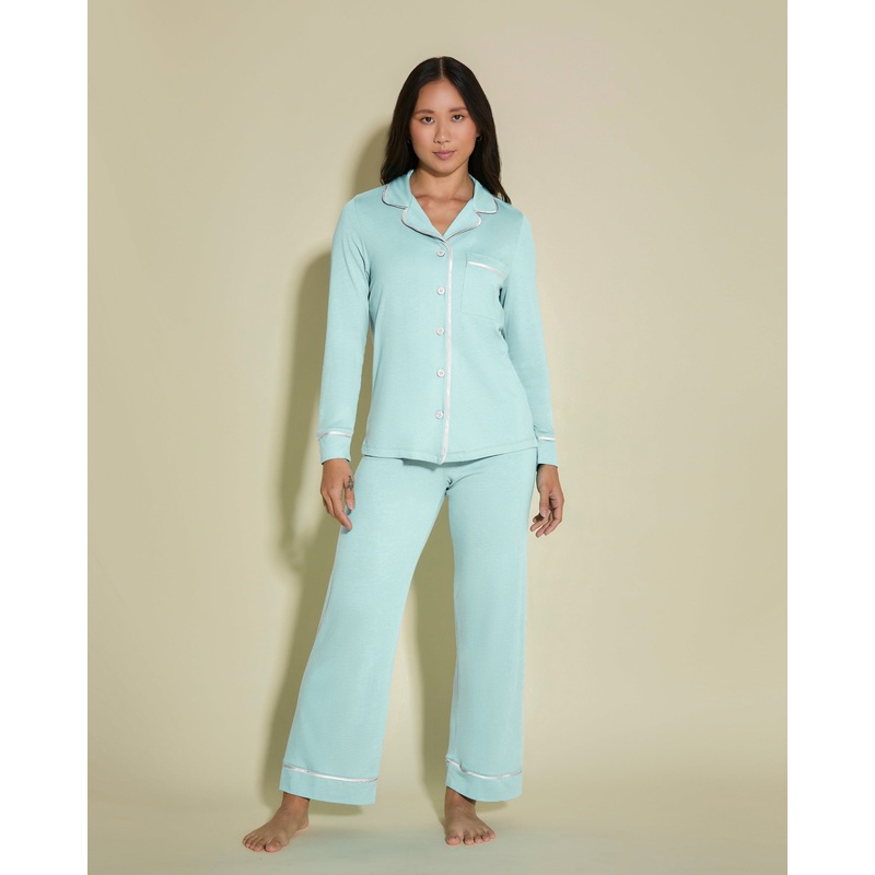 Ensemble Pyjama Haut  Manches Longues Et Pantalon, Petite Lagoon Mint/Ivory PS