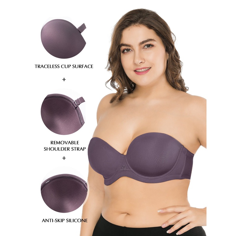 Full Figure Strapless Underwire Multiway Contour Bra Purple 32C/70C