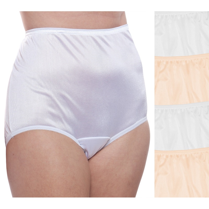 Nylon Brief Panty (Style 331/Plain Jane) 4 Pack in White and Beige 5