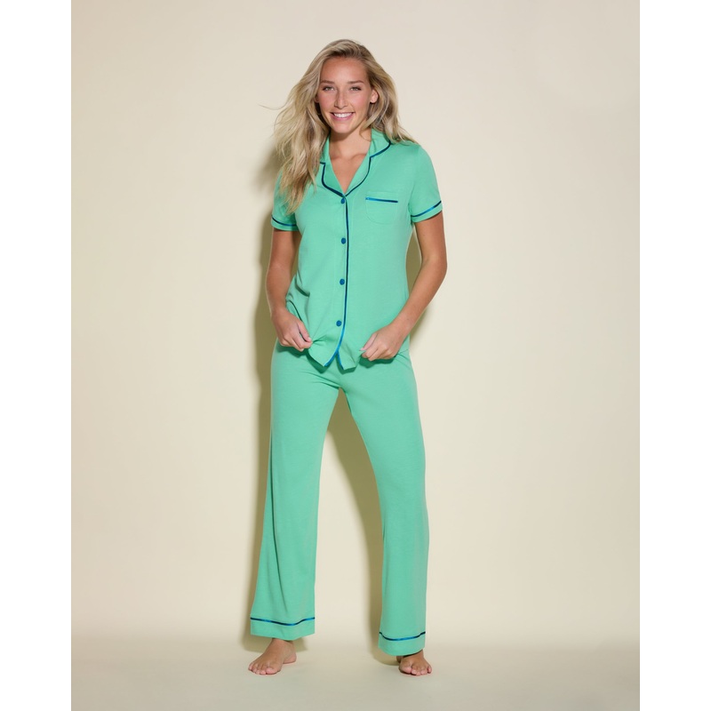 Pigiama Con Top A Maniche Corte E Pantaloni Ghana Green/Udaipur Blue XS