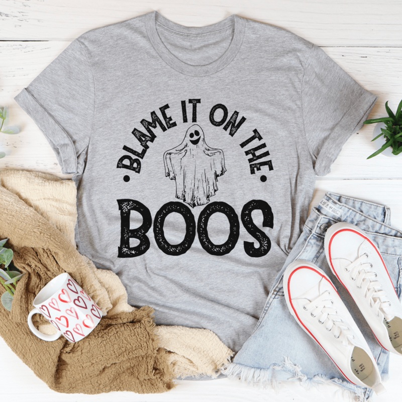 Blame It On The Boos Tee Athletic Heather S