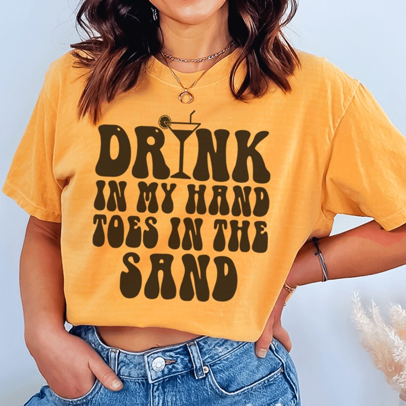Drink In My Hand Toes In The Sand Tee Mustard S