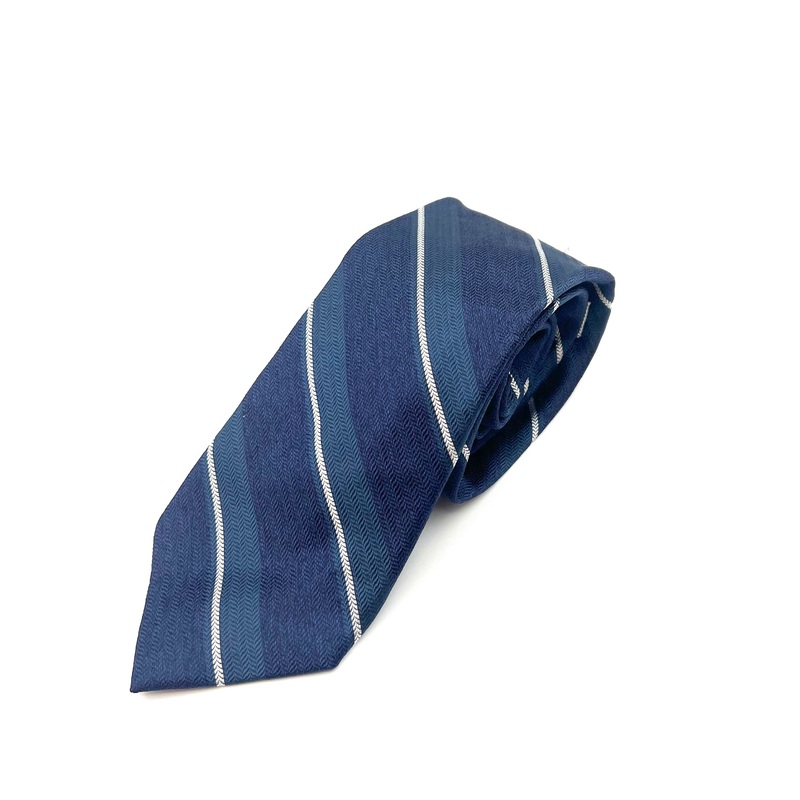 MENS Blue, Green, and White Striped Tie