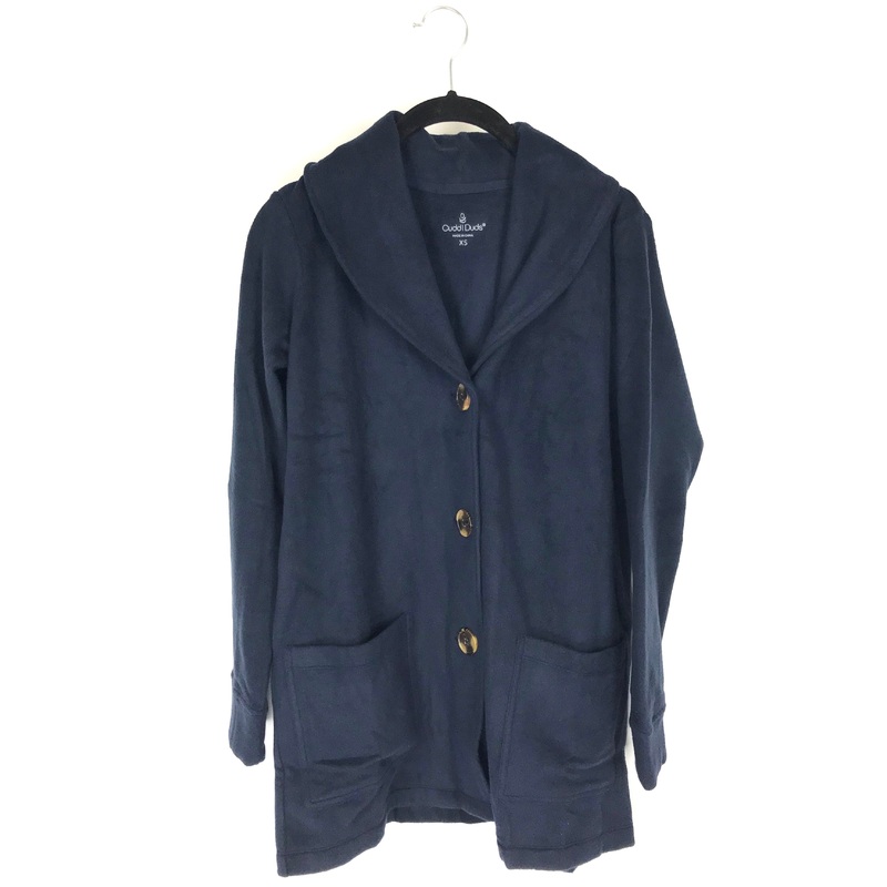 Navy Blue Fleece Button Up Cardigan – Size 2/4 Extra Small