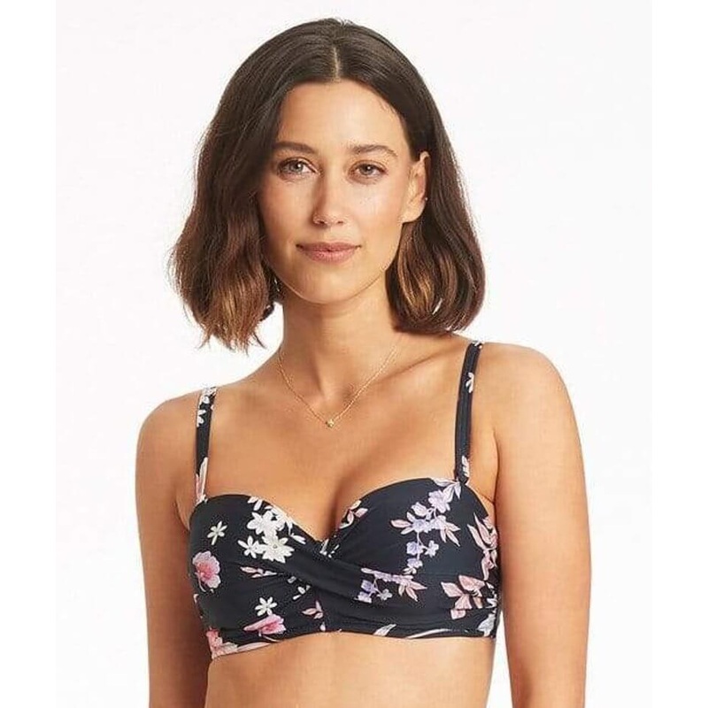 Sea Level Martini Twist Front Bandeau Bikini Top – Black 8