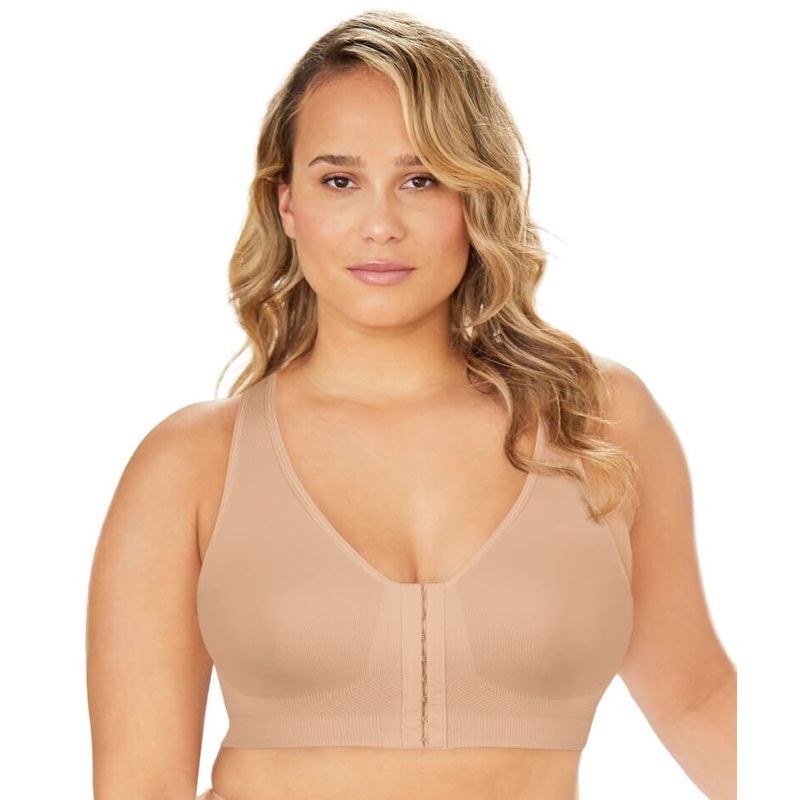 Exquisite Form Fully Seamless Wire-Free Full Coverage Bra with Front Closure – Nude M