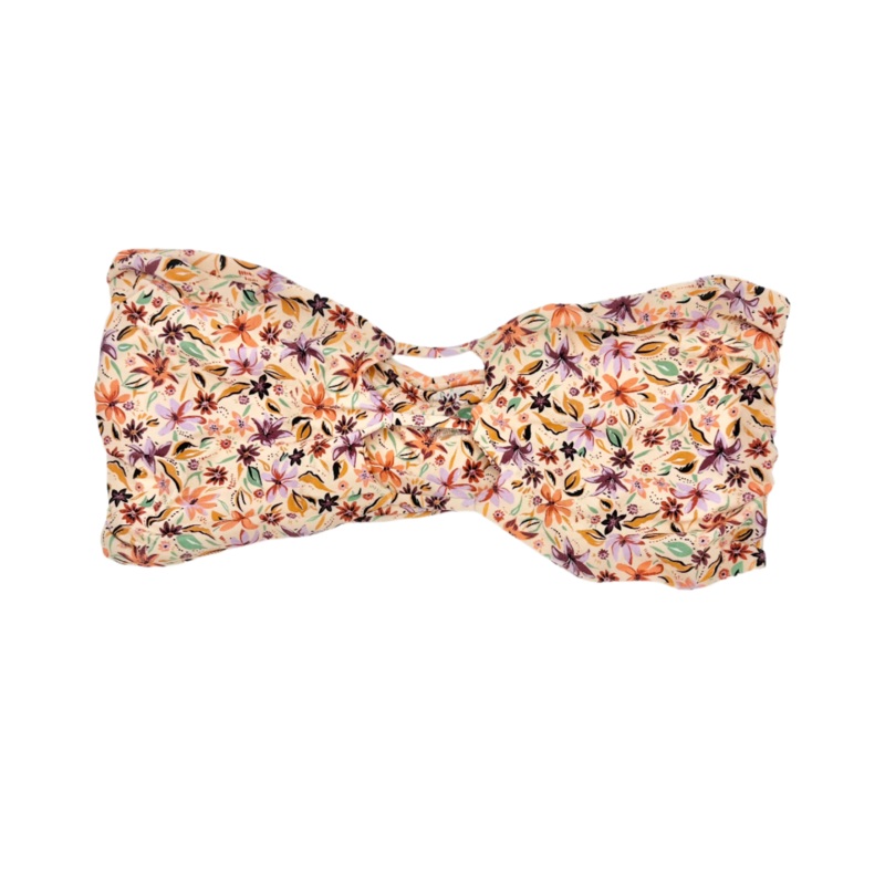 Light Orange Floral Strapless Bandeau Bikini Top – Extra Extra Large