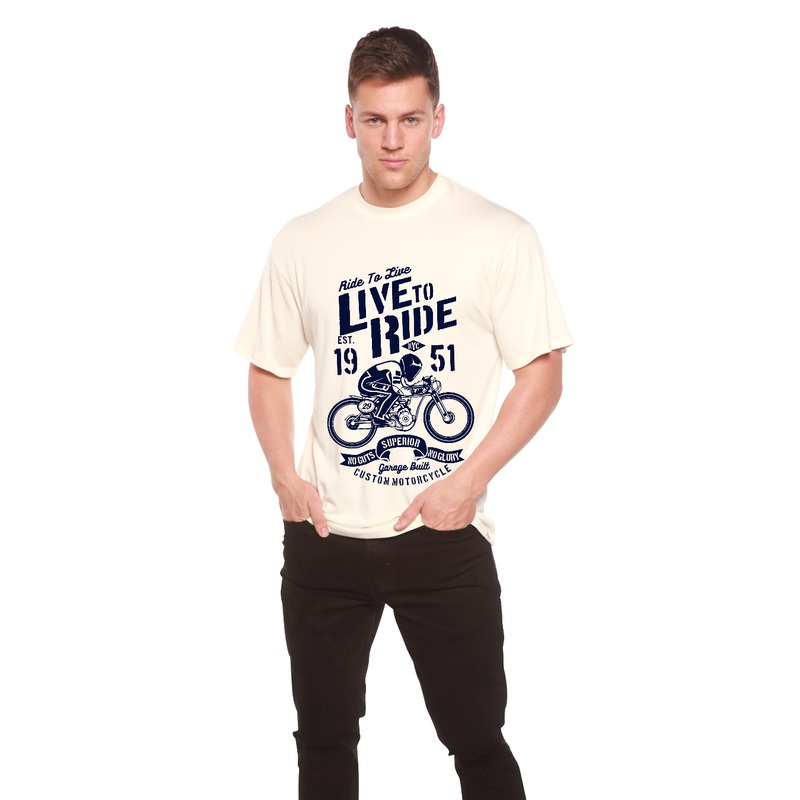 Live To Ride Men’s Bamboo Viscose/Organic Cotton Short Sleeve Graphic T-Shirt Medium Black