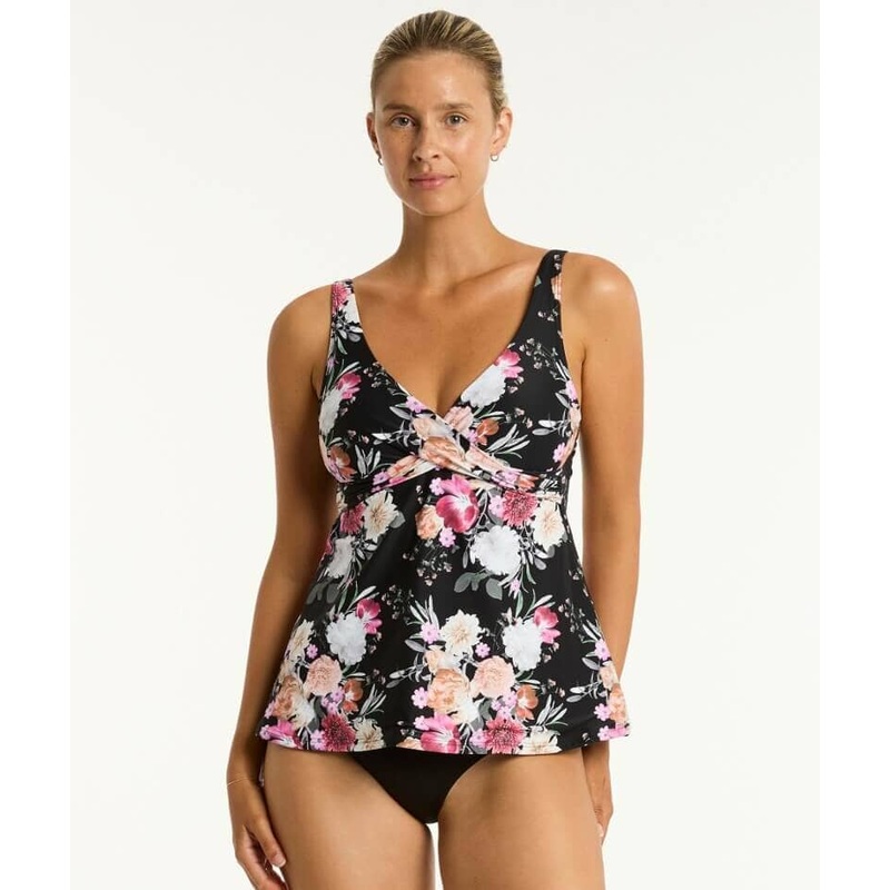 Sea Level Belle Cross Front  Swing DD-E Cup Singlet Top – Black 4