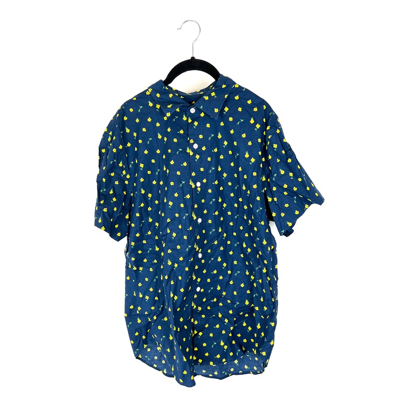 MENS Navy Blue Floral Short Sleeve – Medium
