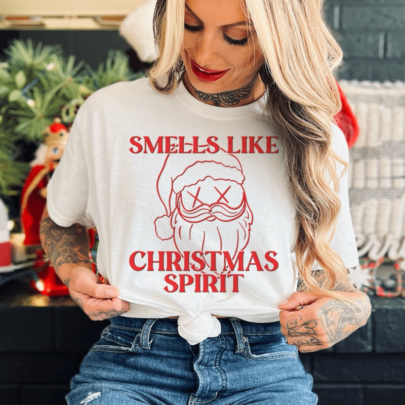 Smells Like Christmas Spirit Tee Ash S